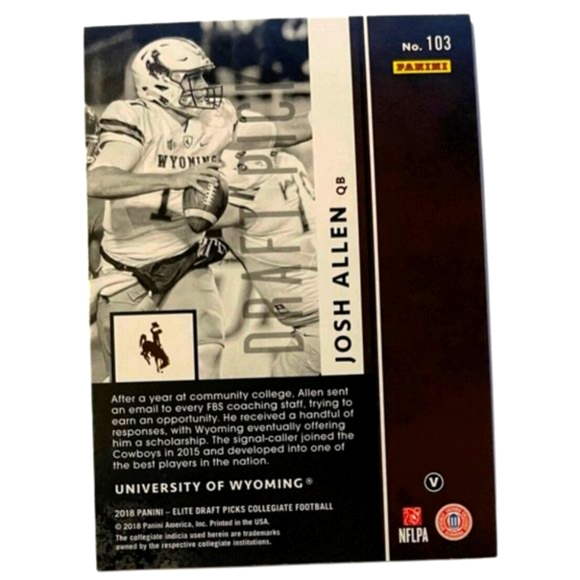 "Josh Allen 2018 Panini Elite Draft Picks #103 RC Rookie Card"⬇️ - Picture 2 of 2